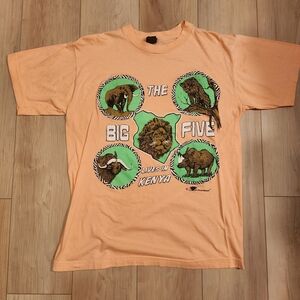 Vintage 90s Big Five Kenya Graphic Tee - Peach Rare Retro